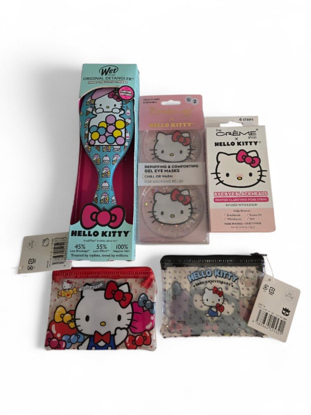 Hello Kitty Bundle Wet Brush Creme Shop Gift Set Pouches Beauty Sanrio Kawaii